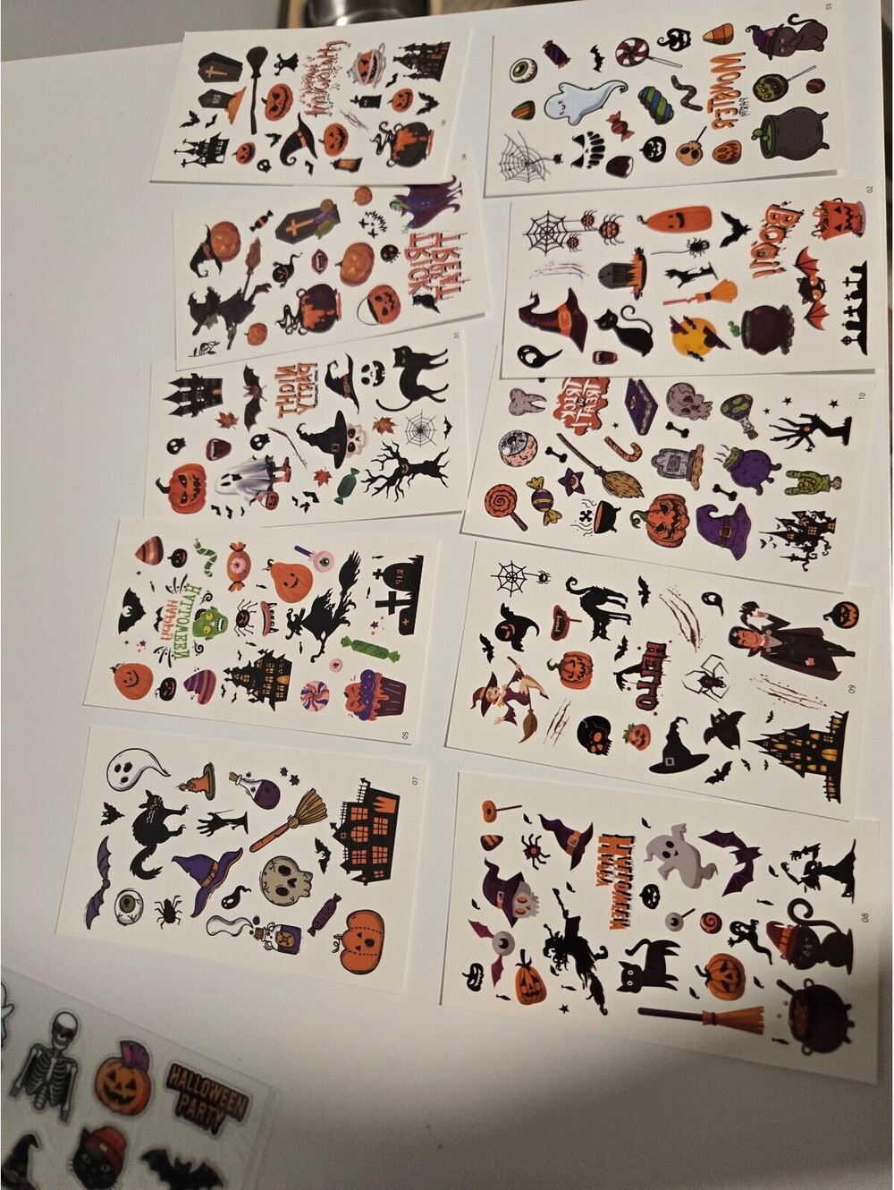 Halloween temporary tattoo sheet set